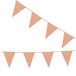 Flaggirlang - Vimpelgirlanger - Flaggirlang | Vimpelgirlang | Vimpel Rose Guld Glitter - 6 m. - 1