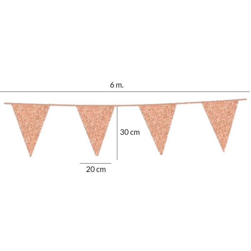 Flaggirlang - Vimpelgirlanger - Flaggirlang | Vimpelgirlang | Vimpel Rose Guld Glitter - 6 m. - 2