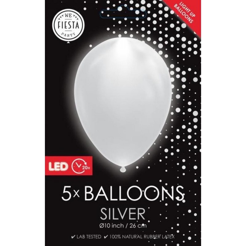 Glittrande silver LED-ballonger som skapar en festlig atmosfär. Idealisk dekoration för fester och evenemang!