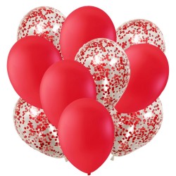 Ballonger Röda och Konfettiballonger | Kalas | Födelsedag | Fest - 1