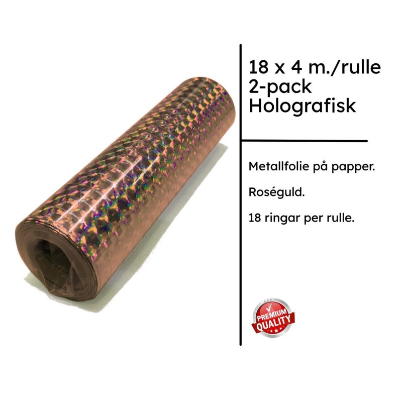 Serpentiner – Förvandla Din Fest med Färgglada och Lekfulla Dekorationer! - Serpentiner Roséguld Holografiska 2-pack - 2