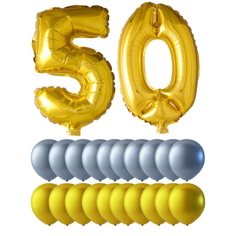 Ballonger födelsedag mix 50 år guld/silver - Fira 50 åringen med ett stort kalas & ballonger  Sassier.se