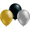 Ballonger mix 12-pack Guld, Silver och Svart 30 cm (12 tum) Ballonger mix 12-pack Guld, Silver och Svart 30 cm (12 tum) - 1