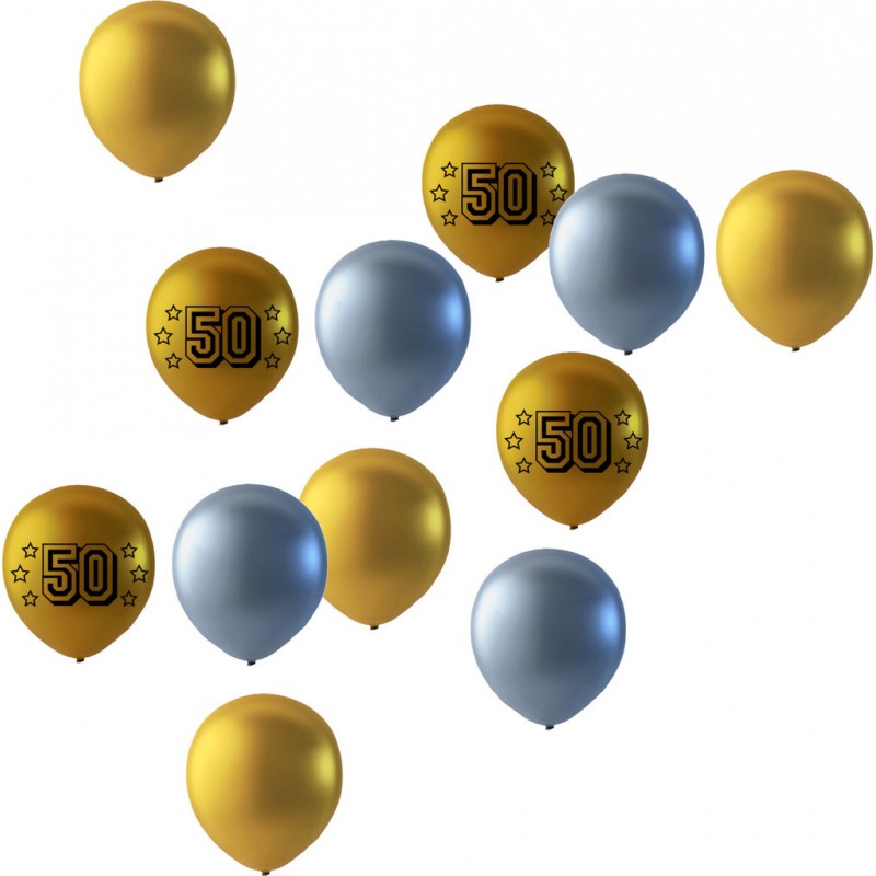 50 års ballonger mix guld/silver - Köp ballonger till 50-årsfesten | Sassier.se