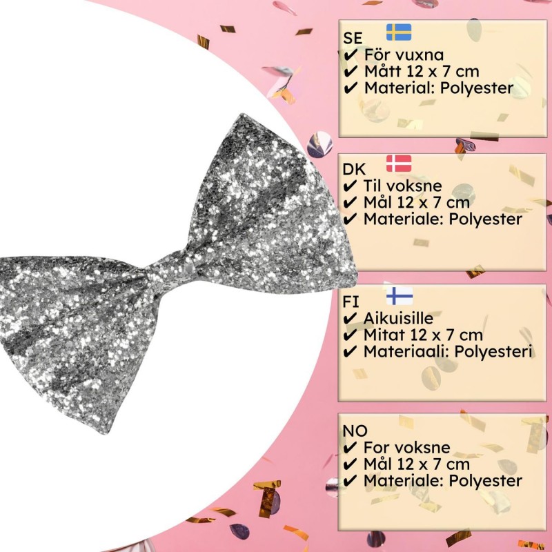 Mellofest – Fira med Musik, Glitter och Roliga Teman! - Silverglittrig Festfluga - Fluga Glitter - 2