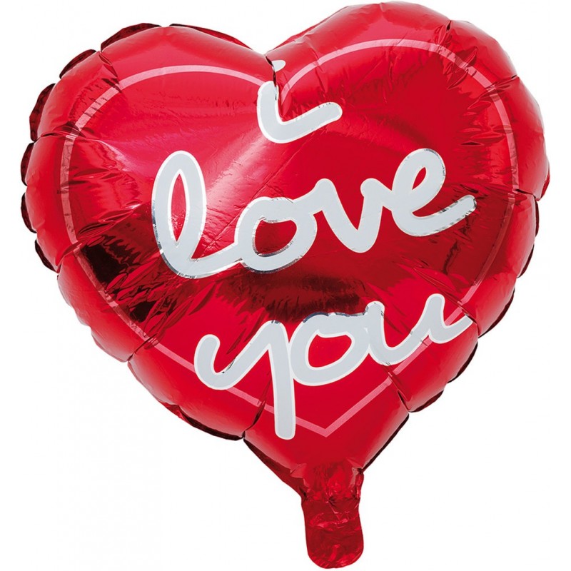 Ballong hjärtformad med texten "I Love You"  - I love You - Röd Hjärtformad Folieballong | Sassier.se