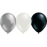 Ballonger mix  - 3 färger - silver, vit och svart - 12 pack - 12 vackra ballonger i vitt, silver och svart | Snabb lev. | Sassie