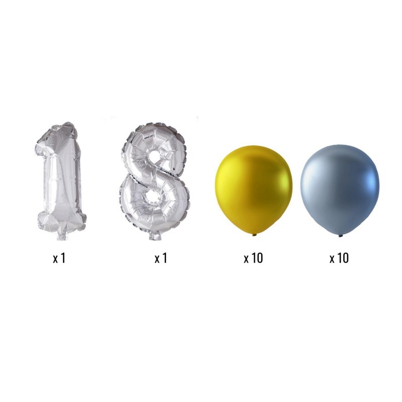 18-års Fest Födelsedag - Ballonger födelsedagsmix siffror och runda ballonger - 12