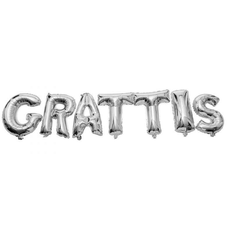 Folieballong-Grattis, Silver - Ballonger med texten "GRATTIS" | Sassier.se
