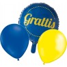 Mix av Ballonger Grattis + 10 gula & 10 blå latex - Fira Jubilaren med vackra ballonger | Sassier.se
