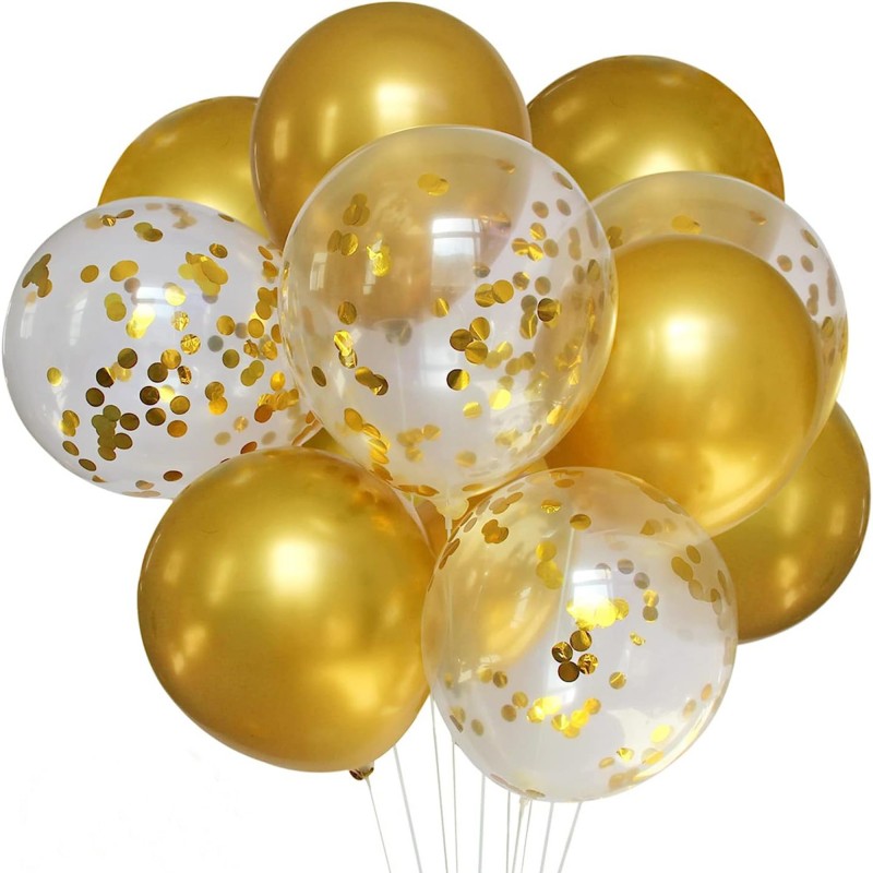 Ballonger Konfetti Fest Födelsedag Nyår - Vackra Hållbara Metalliska Guldballonger & Guldkonfettiballonger - Ballonger Guld Konf