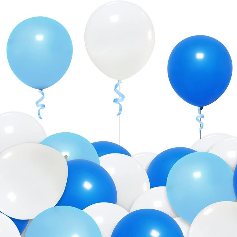 Ballonger Ljusblå, Vit och Blå 24-pack - Låt Festen Skina med Vackra Ballonger till Babyshower eller Födelsedag - Ballonger Mix 
