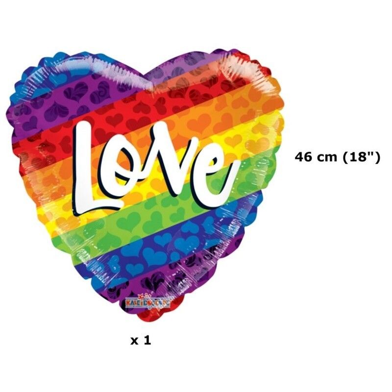 Pride – Fira Mångfald och Kärlek med Glädje och Stolta Traditioner! - Folieballong Regnbåge, Pride Hjärta - Love - 46 cm (18") -