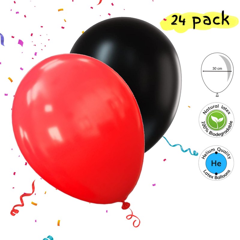 Ballonger mix 24-pack Röd/svart - Köp 24-pack ballonger mix, röd/svart | Sassier.se