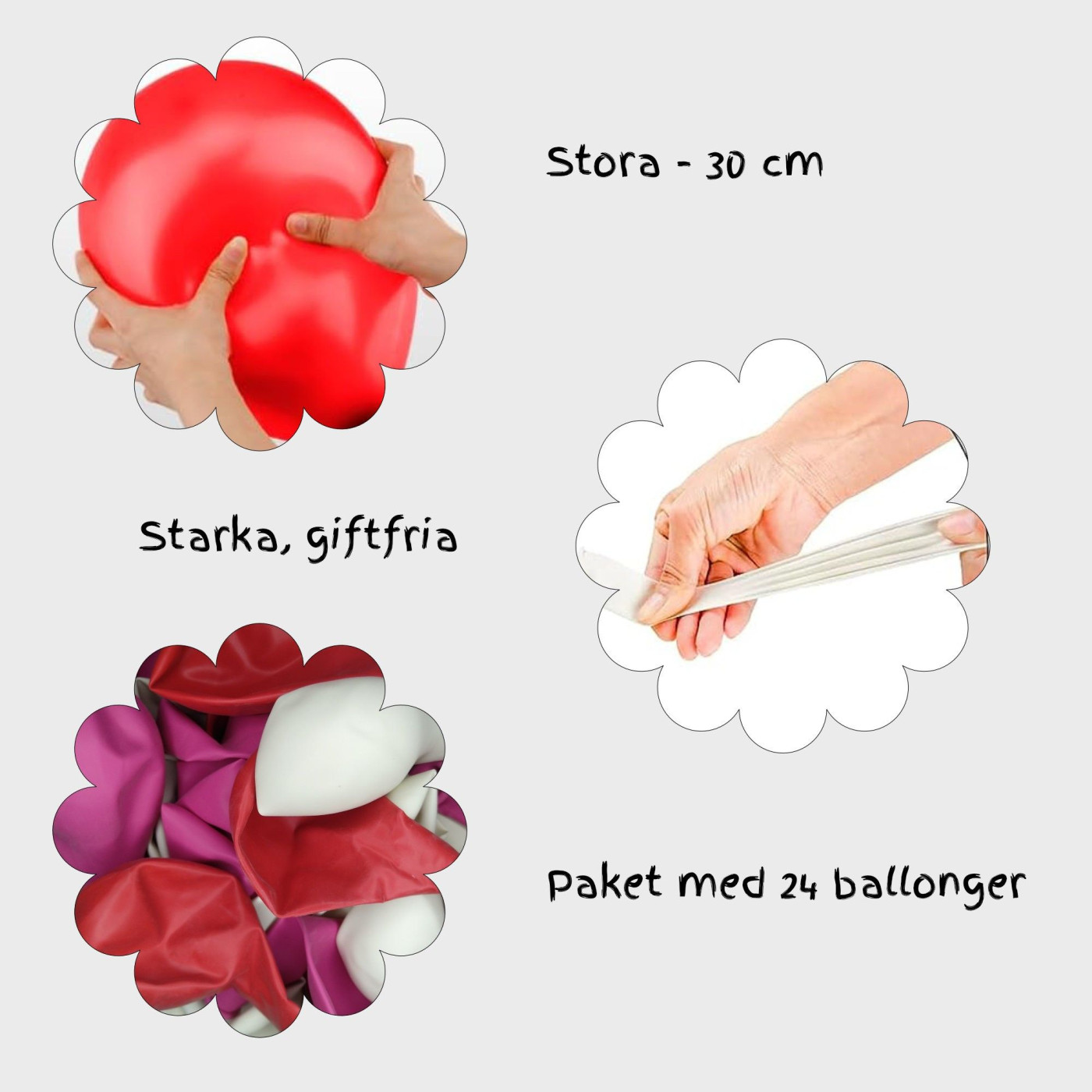 Fira kärleken med 24 romantiska ballonger i röd, vit och rosa, idealiska för Alla Hjärtans Dag.