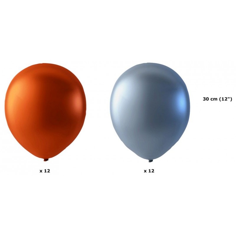 Latexballonger – Färgstarka Val för Alla Dina Festdekorationer - 24-pack Koppar Metallic och Silver Metallic- 30 cm (12") - 2