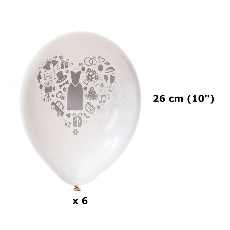 Ballonger - Vita med tryck - storleksinformation