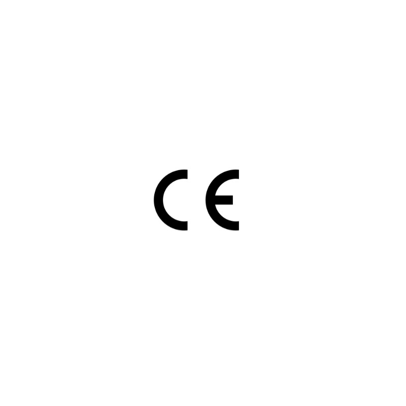 CE-logotypen visas på en vit bakgrund, vilket symboliserar överensstämmelse med europeiska standarder.