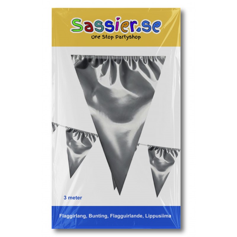 Vimpelgirlang 3 meter Silver - förpackning front