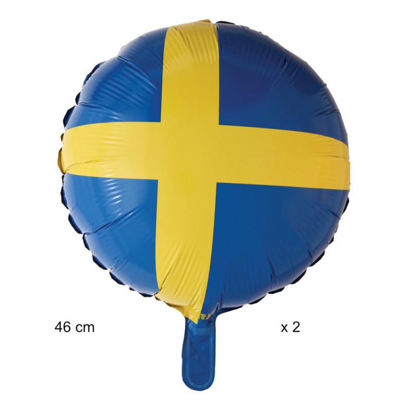 En ballong med svensk flagga på vit bakgrund, idealisk för att fira Midsommar med stil och glädje.