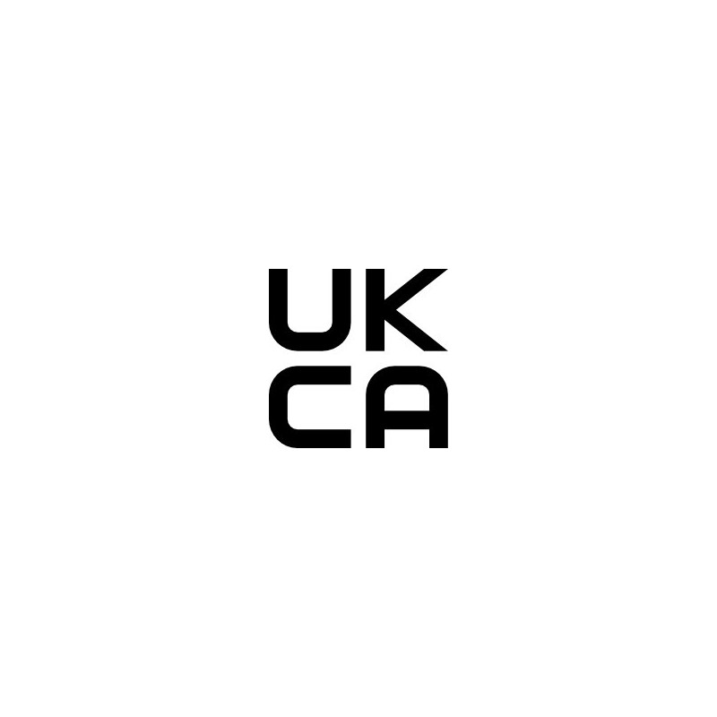 Den svartvita UKCA-logotypen representerar säkerhet och standarder. Sassier.se - för produkter du kan lita på.