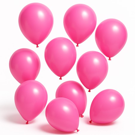 Rosa ballonger som svävar mot en vit bakgrund, skapar en lekfull och festlig atmosfär.