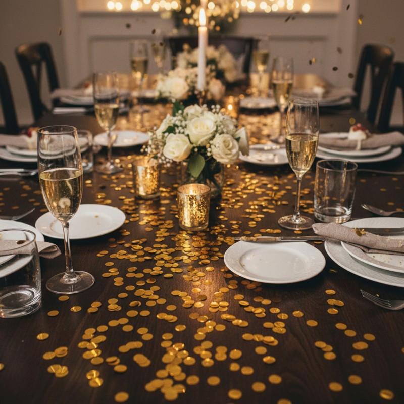 Konfetti – Skapa Festlig Stämning med Färgglada Detaljer! - Guldfärgad Bordskonfetti Guld Skimrande Folie Glittrande Dekoration 