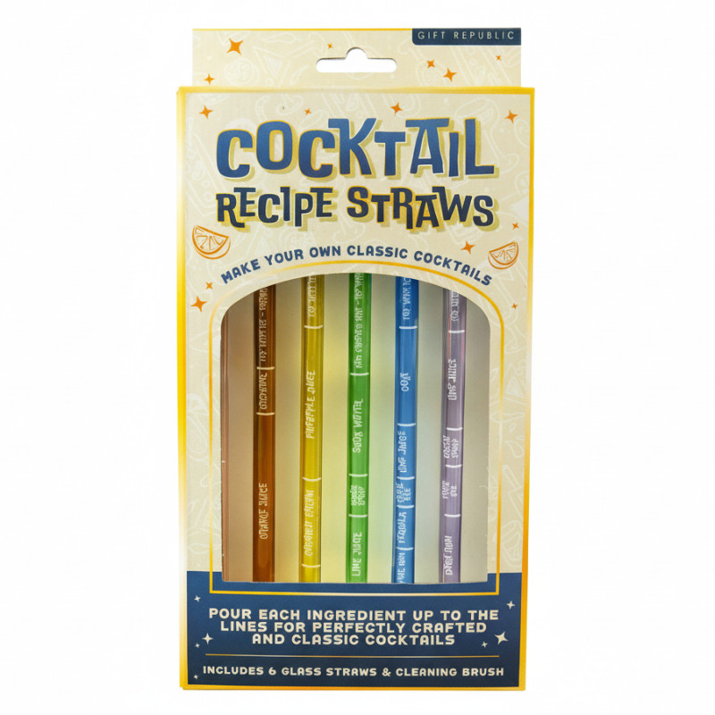 En bild som visar förpackningen av "Cocktail Recipe Straws"