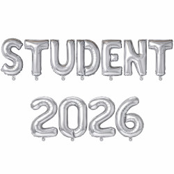 Silver folieballonger “STUDENT 2026”