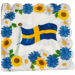 Studenten - Servetter med Blommor och Svenska Flaggan - 1