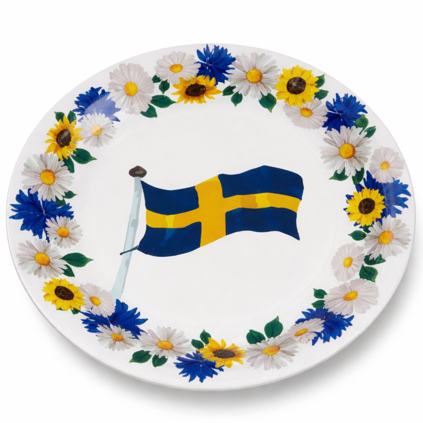 Engångstallrikar med svensk flagga – FSC-certifierade, 8-pack för fest och dekoration 1