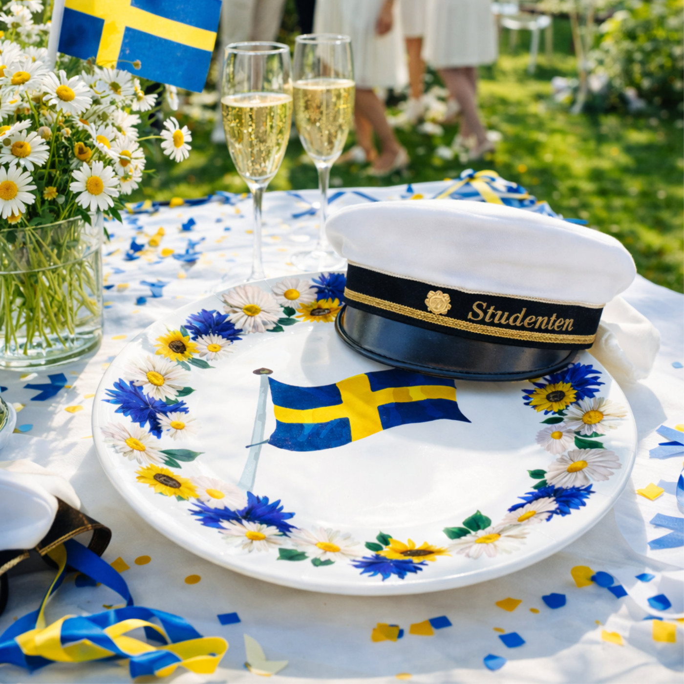 Engångstallrikar med svensk flagga – FSC-certifierade, 8-pack för fest och dekoration 2