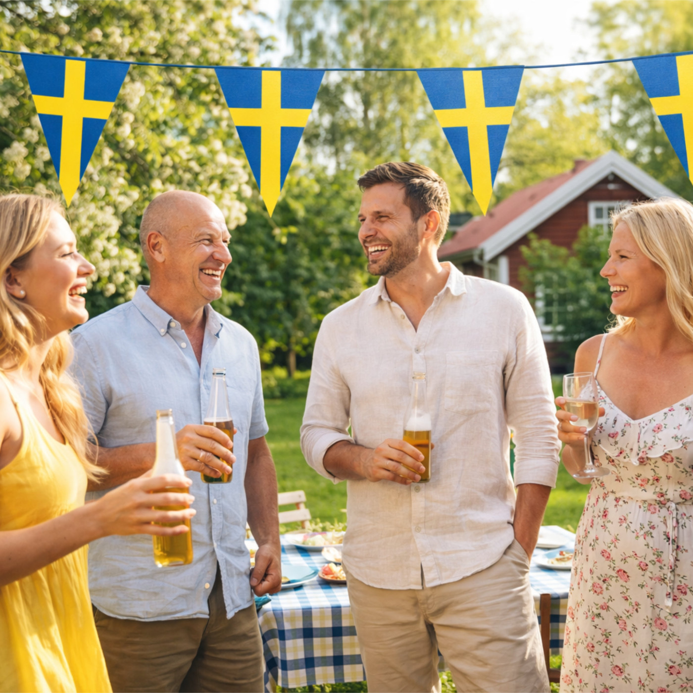 Svensk vimpelgirlang 10 meter – dekorativ girlang med svenska flaggor för fest och dekoration 2