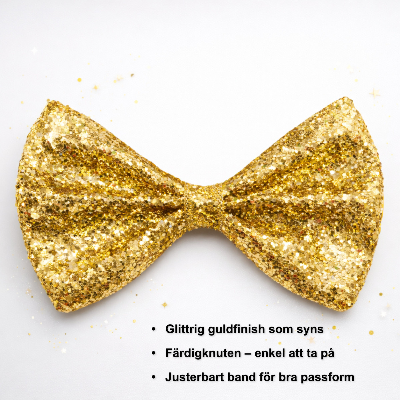 Glitterfluga Guld – Färdigknuten Glittrig Fluga för fest och dekoration 3