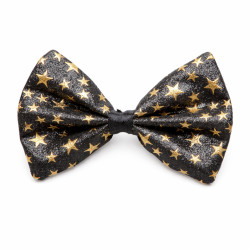 Glittrig svart fluga med guldstjärnor för fest och dekoration 1