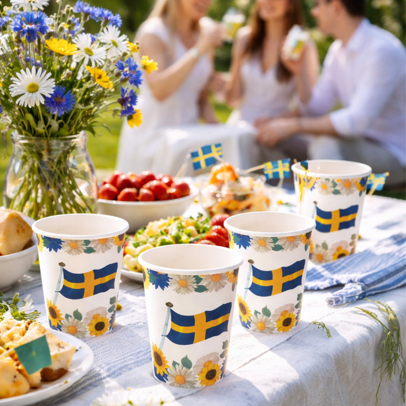 Blommönstrade pappersmuggar – 8-pack för fest och dekoration 2