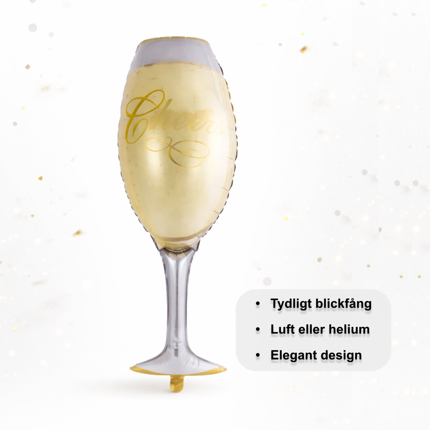 Folieballong Vinglas Cheers - Champagneglas för fest och dekoration 3