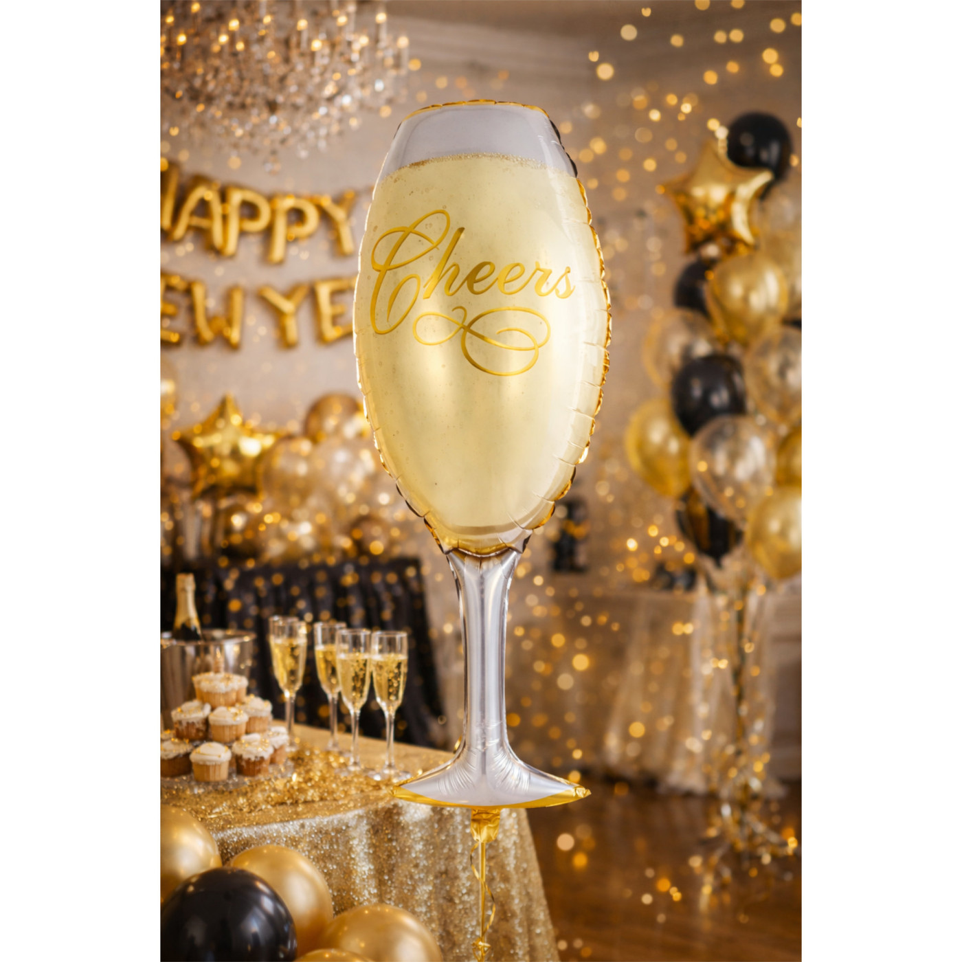 Folieballong Vinglas Cheers - Champagneglas för fest och dekoration 2