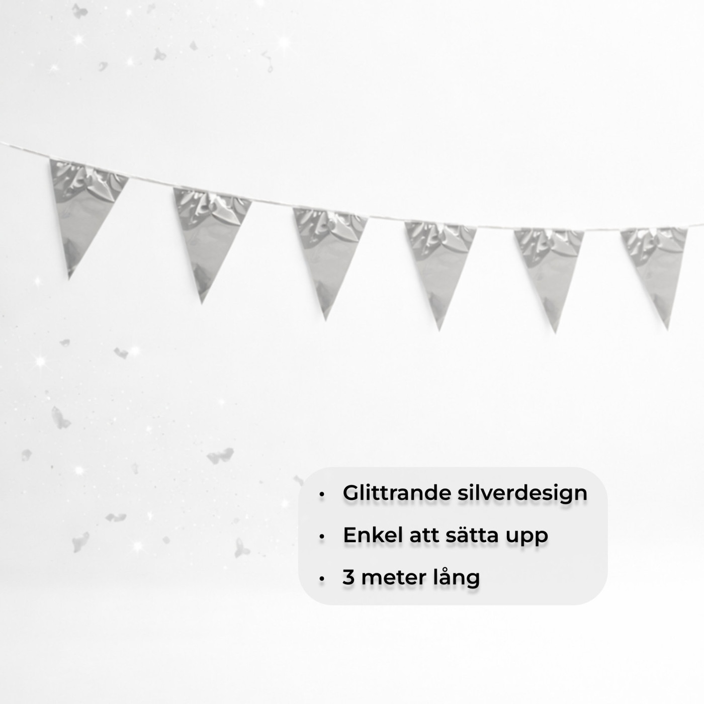 Silverfärgad Vimpelgirlang för fest och dekoration 3