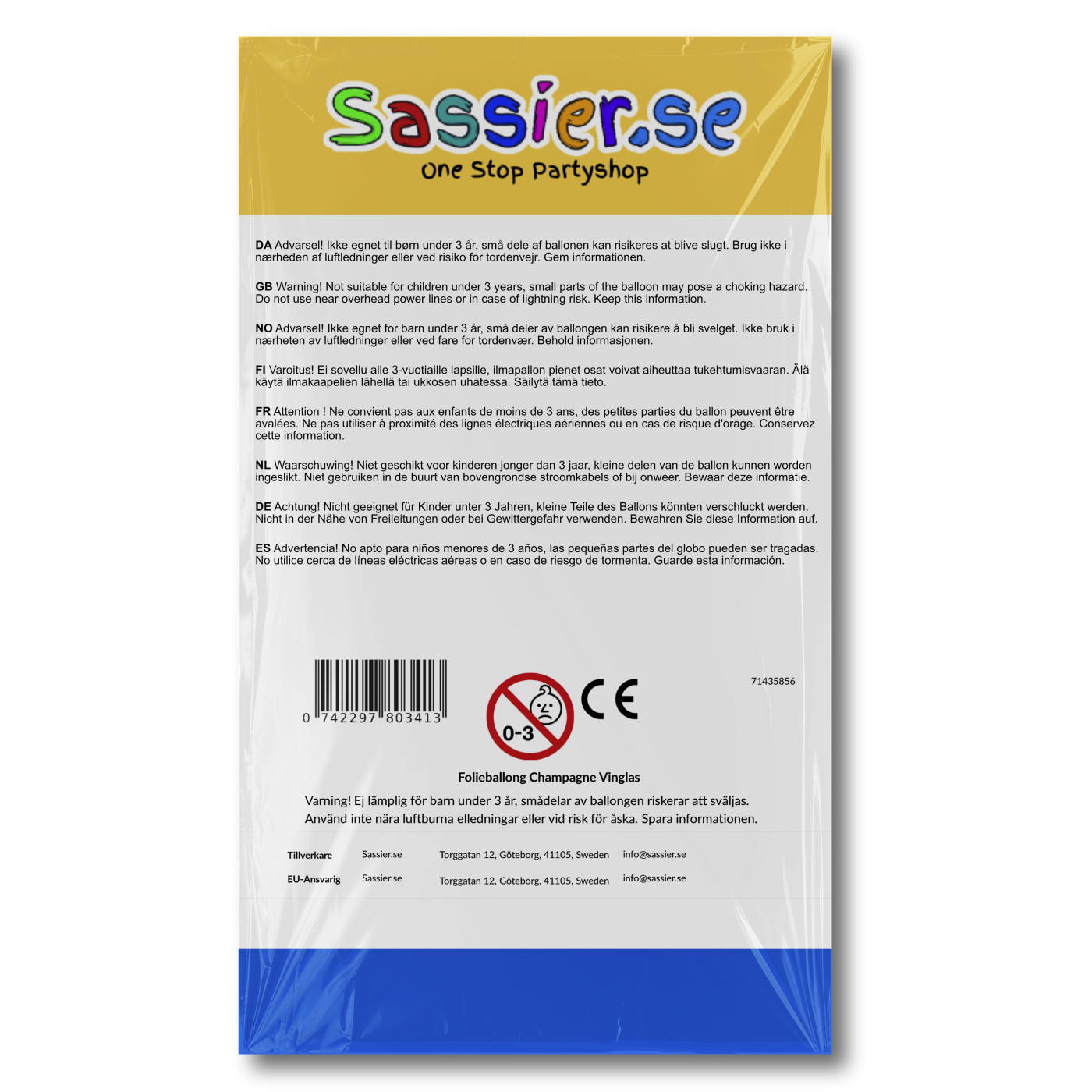 Folieballong Champagne Vinglas för fest och dekoration 7