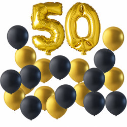 Ballonger 50-årsfest lyxigt ballongpaket guld svart sifferballonger 41 cm för fest och dekoration 1