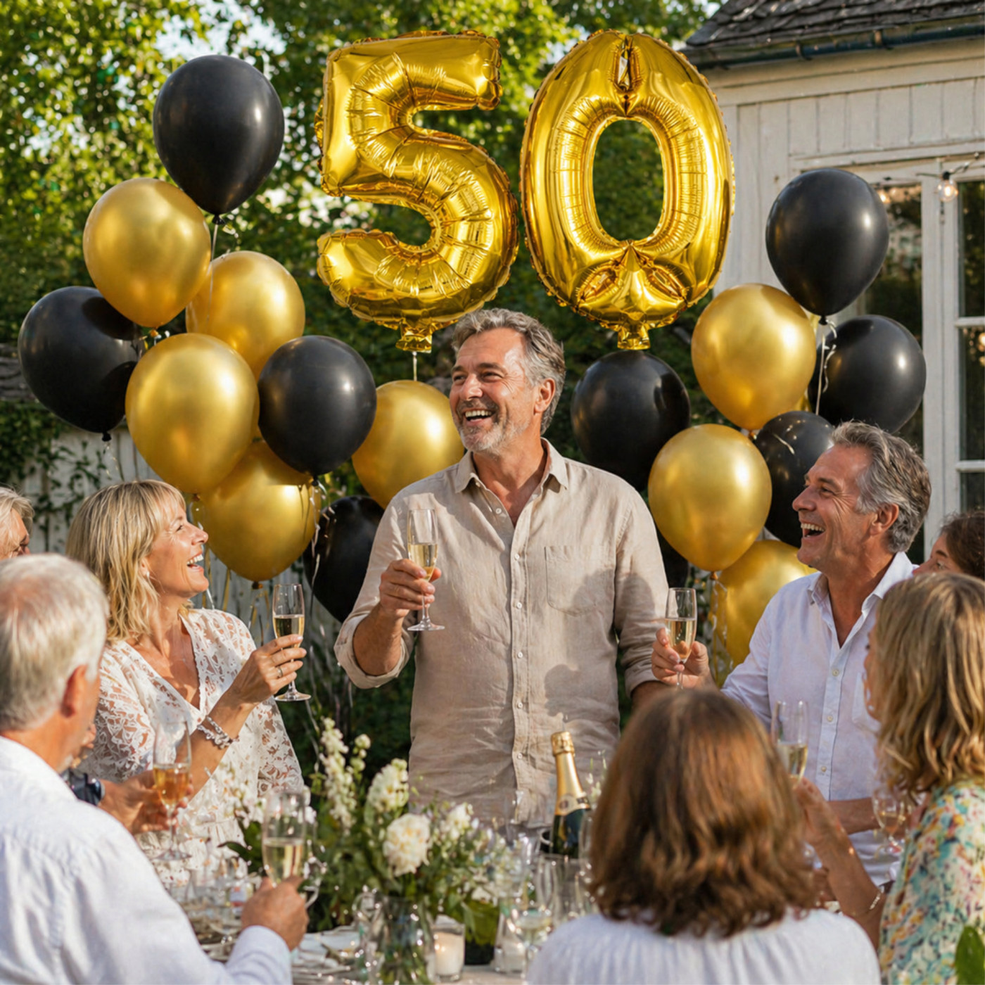 Ballonger 50-årsfest lyxigt ballongpaket guld svart sifferballonger 41 cm för fest och dekoration 2