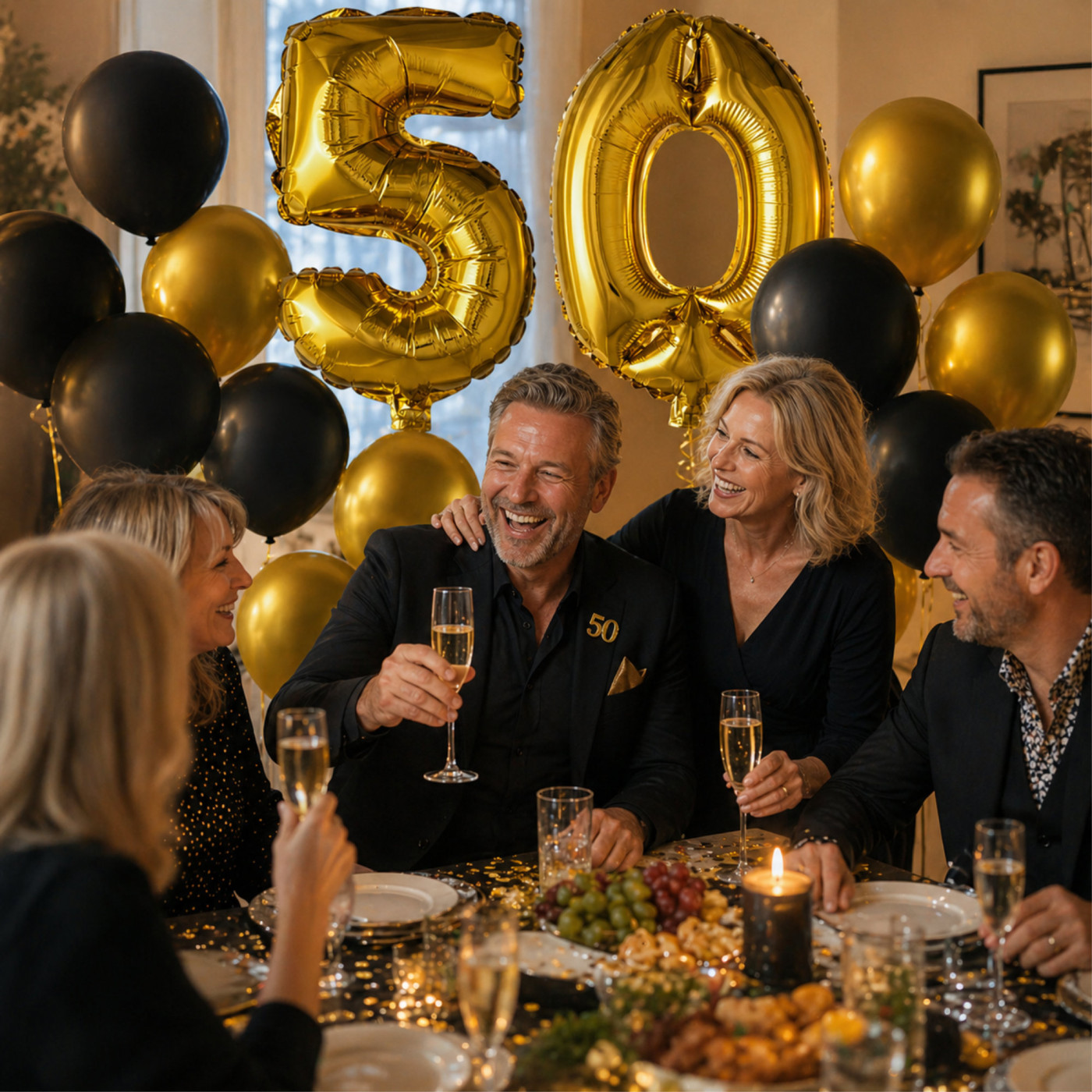 Ballonger 50-årsfest lyxigt ballongpaket guld svart sifferballonger 41 cm för fest och dekoration 3