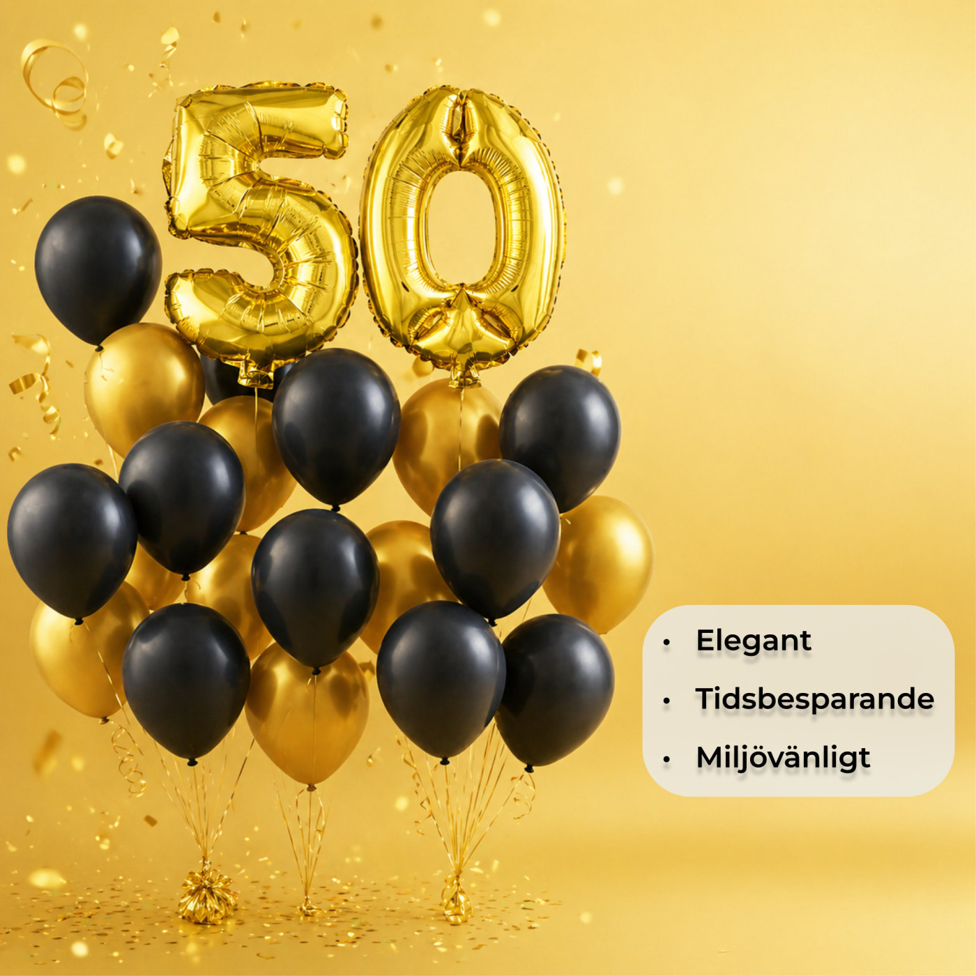 Ballonger 50-årsfest lyxigt ballongpaket guld svart sifferballonger 41 cm för fest och dekoration 4