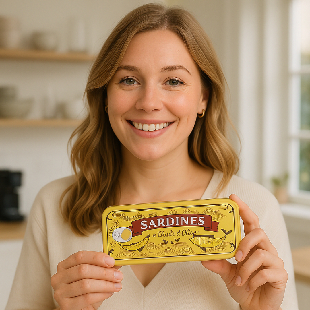 Emma visar ypp en ask med en korkskruv från Balvi